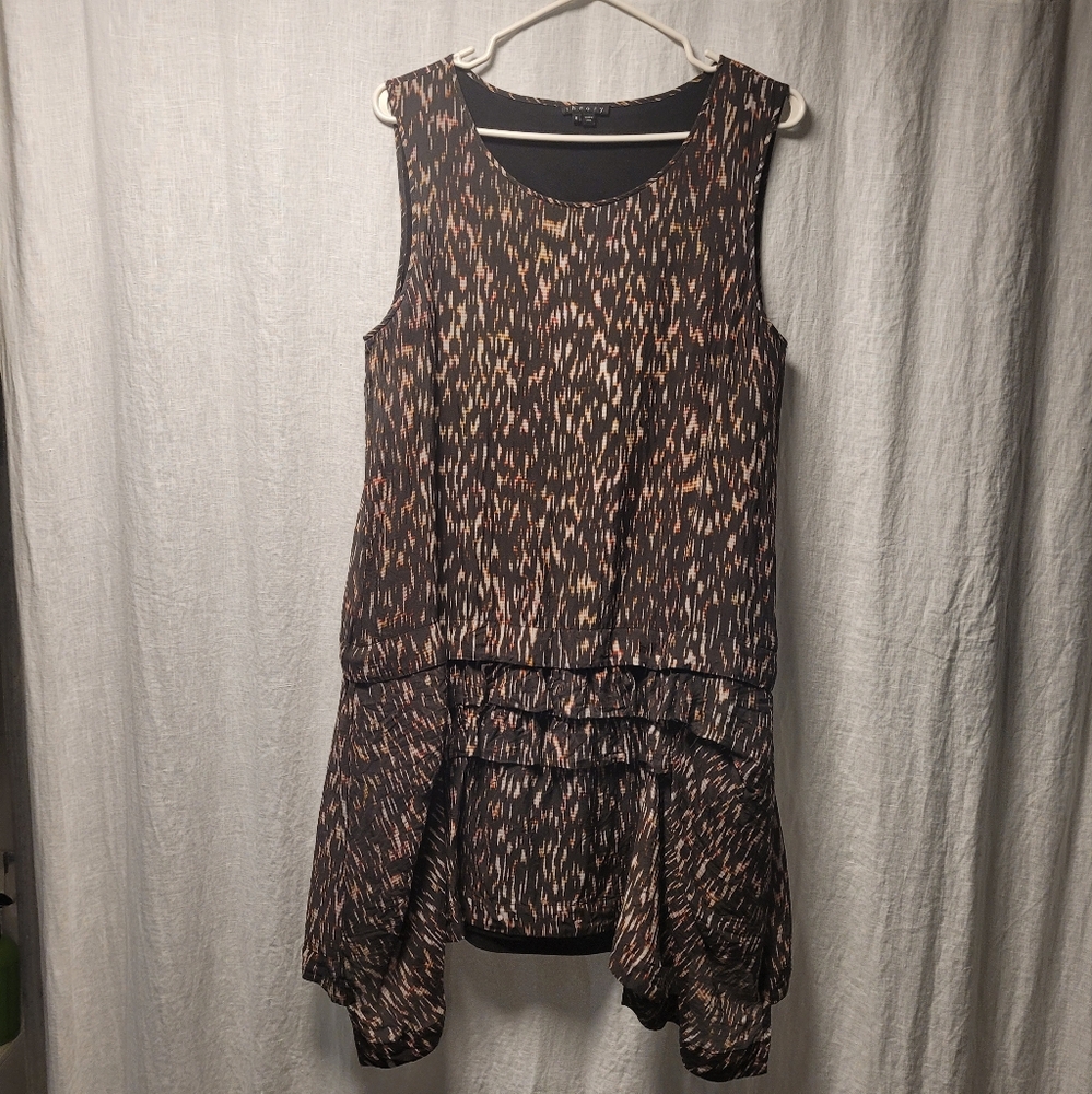 Theory Asymmetrical Dress - Black and Brown